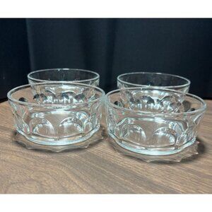 Set Of 4 Arcoroc France Dimpled Glass Bowls 4" Diameter Fruit/Dessert Stackable